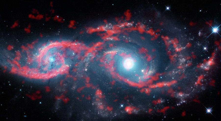 Interacting Galaxies Photograph by Alma (eso/naoj/nrao)/m. Kaufman/nasa/esa Hubble Space Telescope/science Photo Library