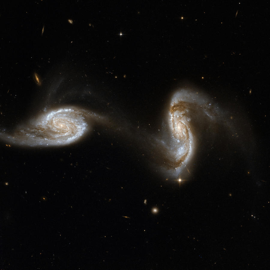 Fantasy Painting - Interacting pair of spiral galaxies by Celestial Images