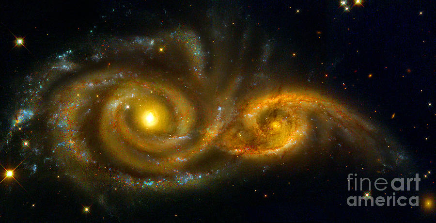 Interstellar Photograph - Interacting Spiral Galaxies NGC 2207 and IC 2163  by Nicholas Burningham
