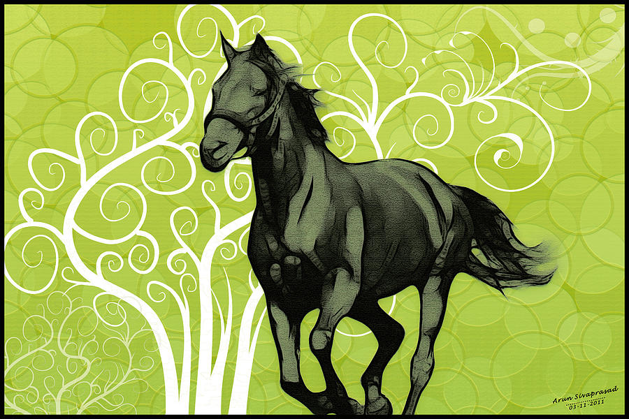 Cool Digital Art - Interior Decor- Horse Running by Asp Arts