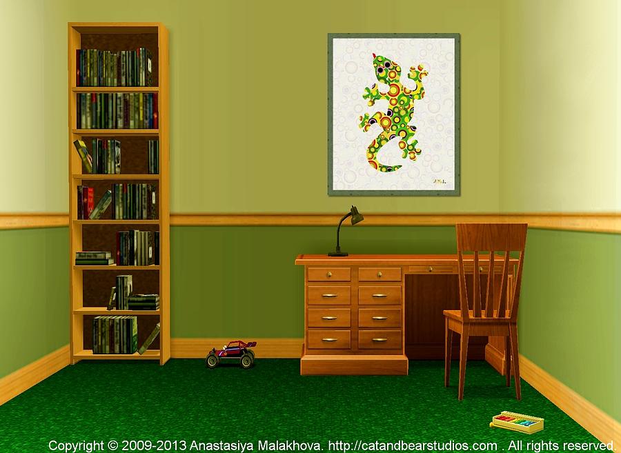 Interior Design Idea - Little Lizard - Animal Art Digital Art by Anastasiya Malakhova