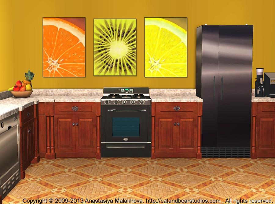 Interior Design Idea - Sweet Orange - Kiwi - Lemon Digital Art by Anastasiya Malakhova