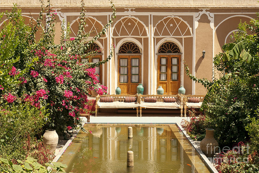 Architecture Photograph - Interior Garden With Pond In Yazd Iran by JM Travel Photography