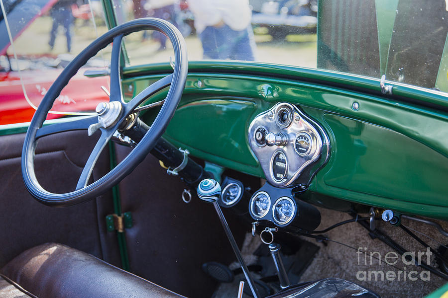 Interior of a 1929 Ford Classic Automobile Car in Color  3057.02 Photograph by M K Miller