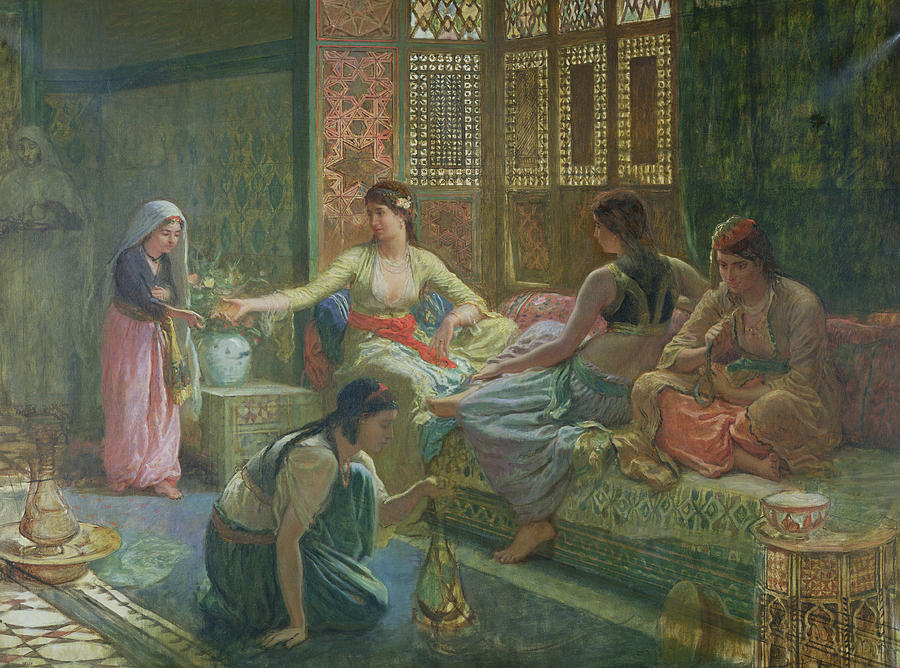 Interior Of A Harem Painting by Leon-Auguste-Adolphe Belly