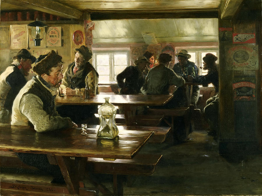 Interior of a Tavern Painting by Peter Severin Kroyer