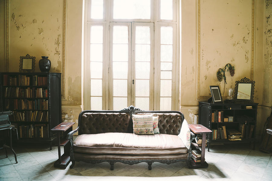 Interior of abandoned ornate Colonial Villa Photograph by Nikada