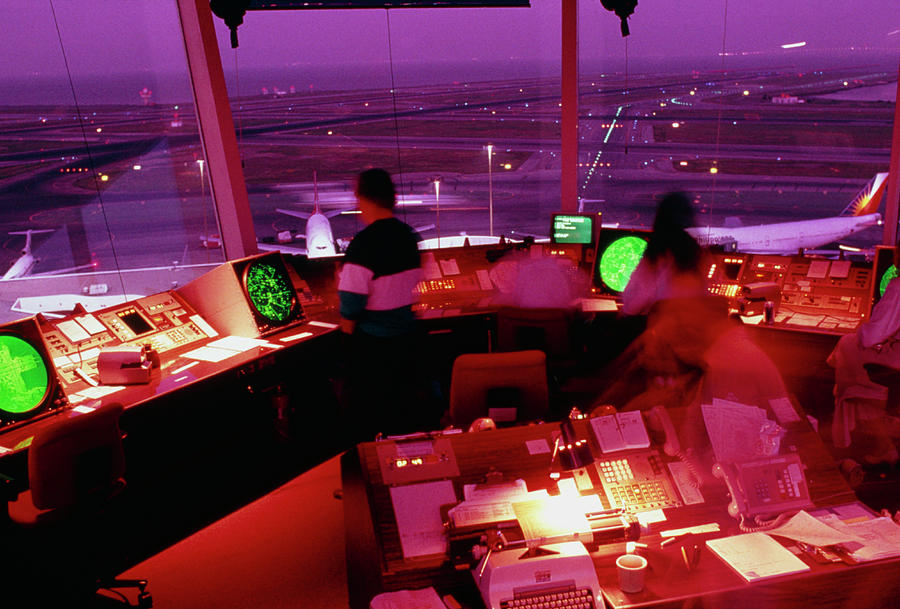 Interior Of Air Traffic Control Tower Photograph by Peter Menzel ...