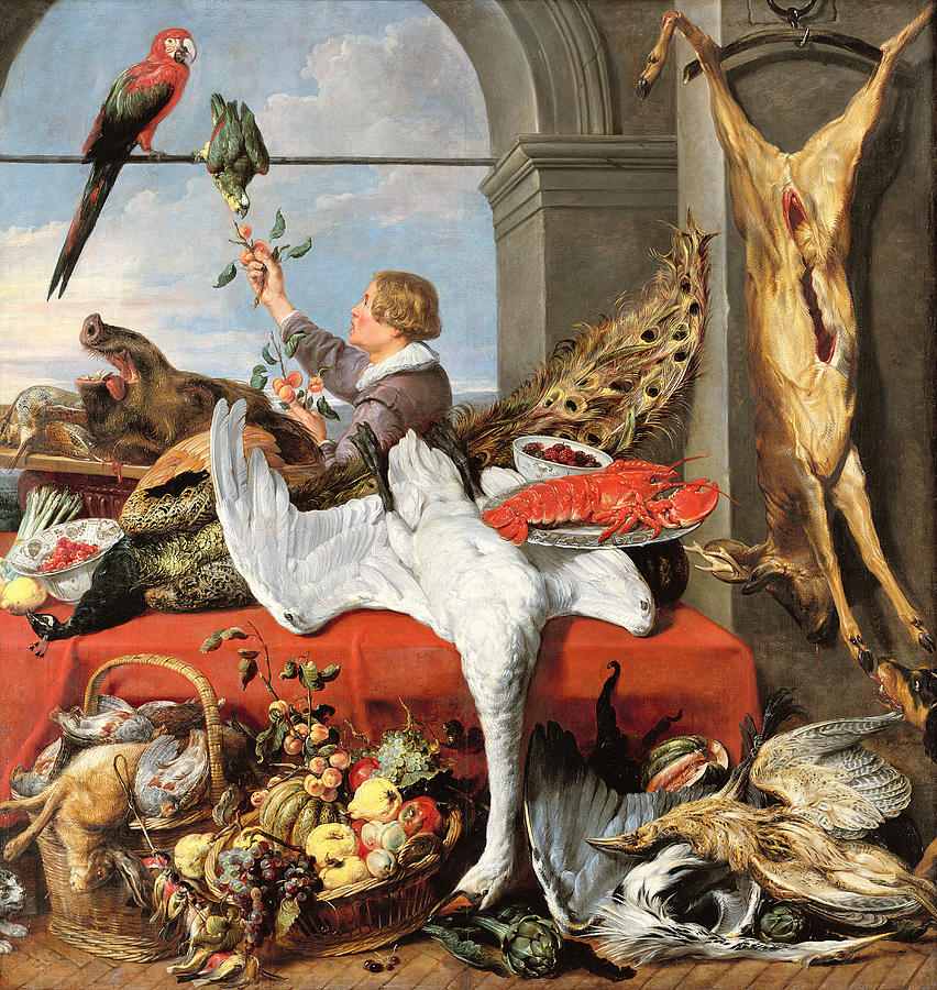 Bird Photograph - Interior Of An Office, Or Still Life With Game, Poultry And Fruit, C.1635 Oil On Canvas by Frans Snyders or Snijders