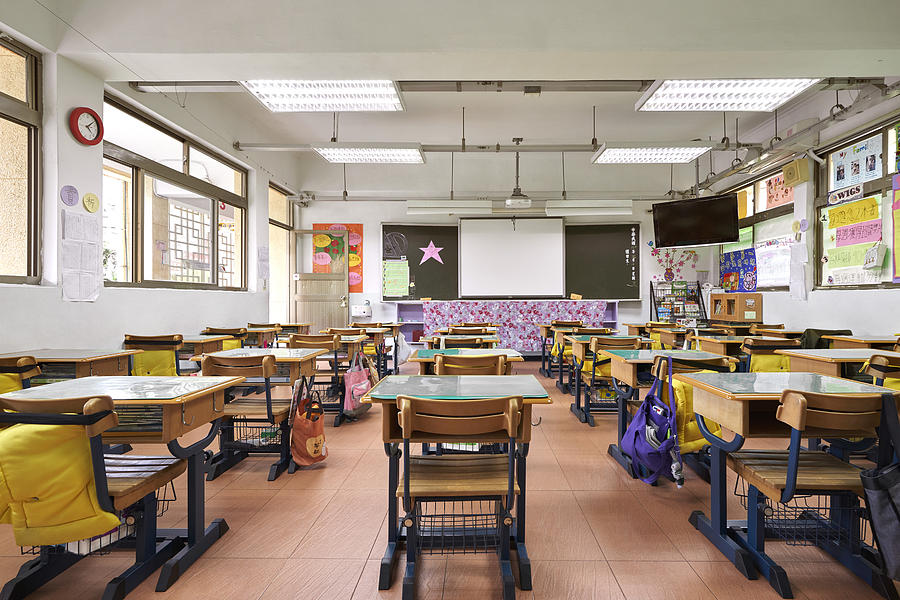 Interior of classroom in elementary school Photograph by Morsa Images