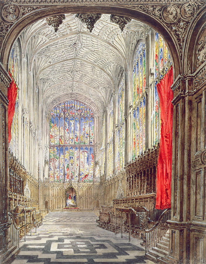 Interior Of Kings College Chapel, 1843 Drawing by Joseph Murray Ince
