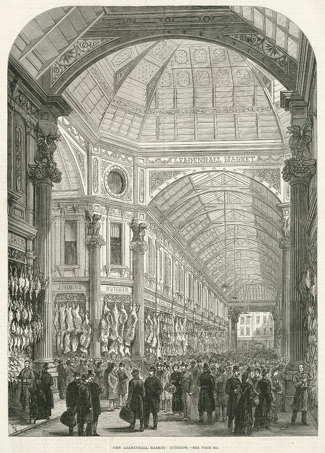 Interior Of Leadenhall Market, Showing Drawing By Illustrated London 