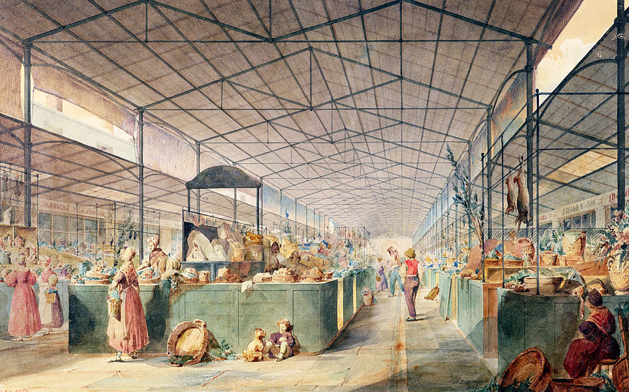 Paris Painting - Interior Of Les Halles by Max Berthelin