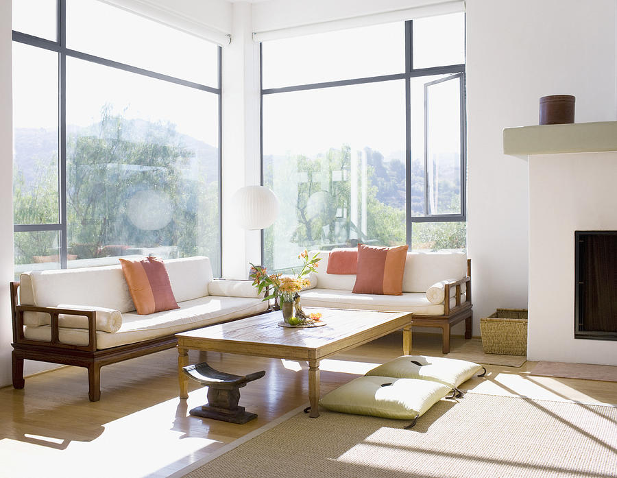 Interior of modern living room Photograph by Tom Merton