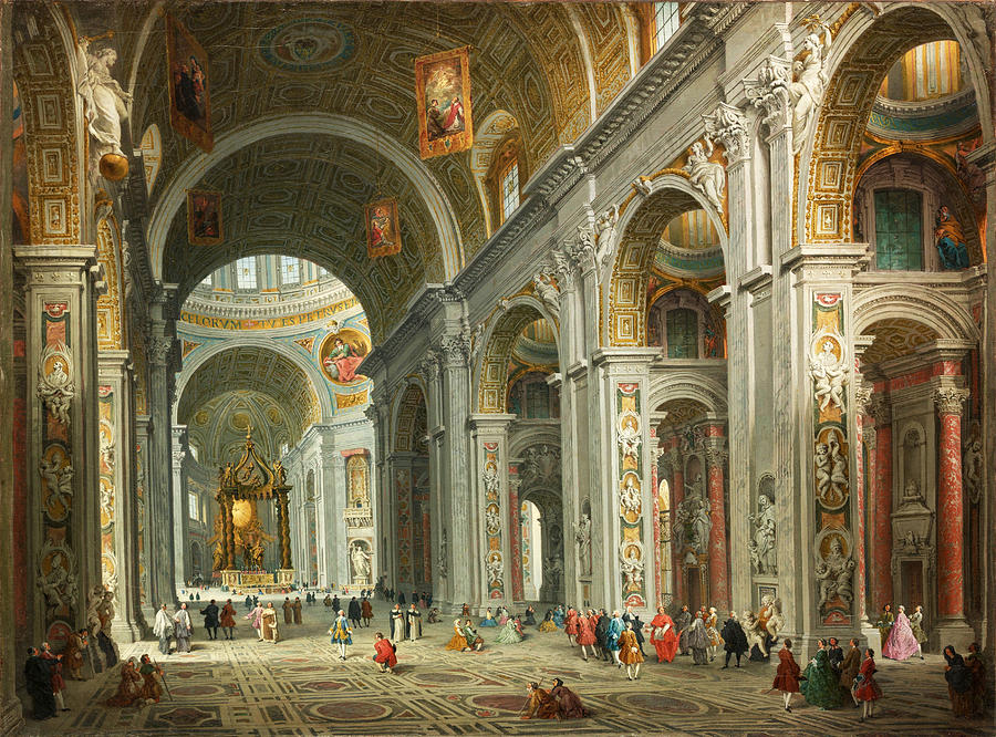 Interior of Saint Peters. Rome Painting by Giovanni Paolo Panini
