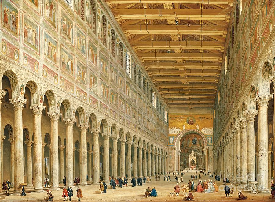 Giovanni Paolo Panini Painting - Interior of San Paolo Fuori le Mura by Giovanni Paolo Panini