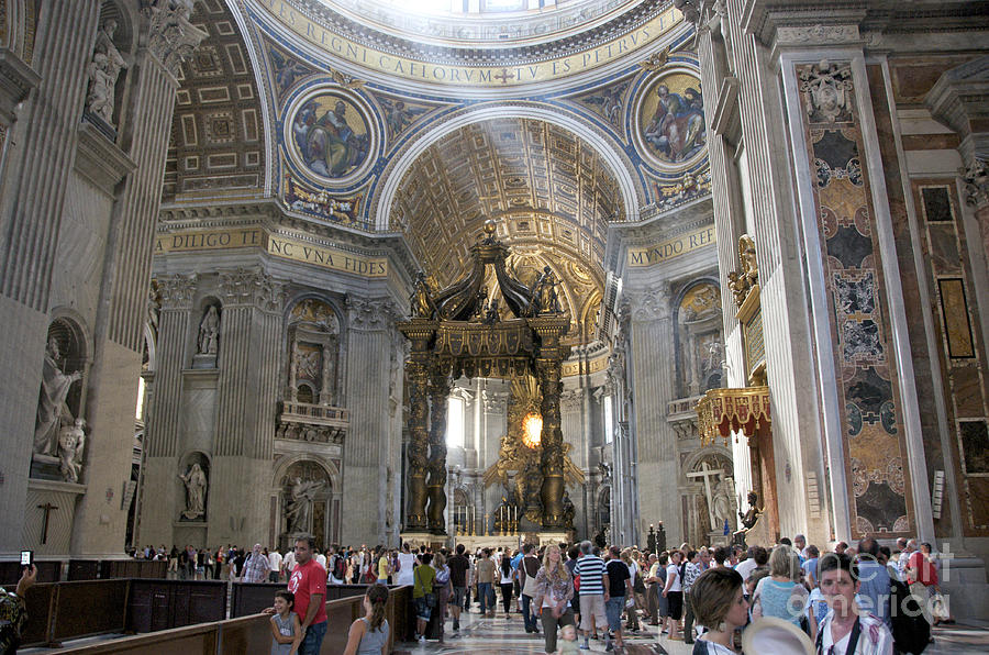 Landmark Photograph - Interior of St Peters Dome. Vatican City. Rome. Lazio. Italy. Europe by Bernard Jaubert