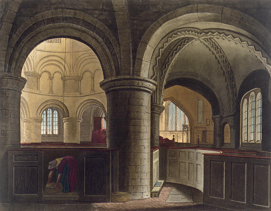 Romanesque Drawing - Interior Of The Church Of The Holy by Augustus Charles Pugin