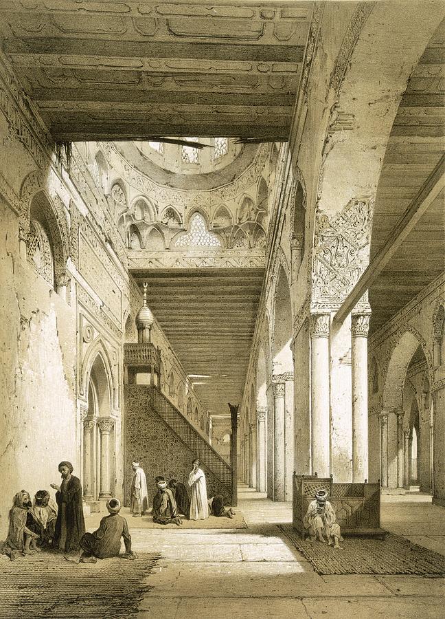 Architecture Drawing - Interior Of The Maqsourah In The 9th by Philibert Joseph Girault de Prangey