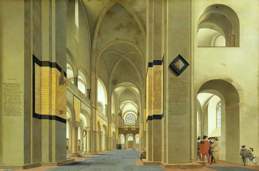 Dutch Architecture Photograph - Interior Of The Marienkirche In Utrecht, 1638 Oil On Panel by Pieter Jansz Saenredam
