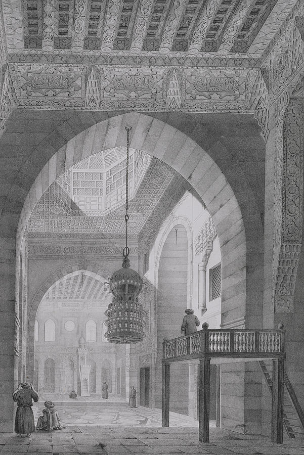 Pascal Xavier Coste Drawing - Interior Of The Mosque Of Kaid-bey by Pascal Xavier Coste