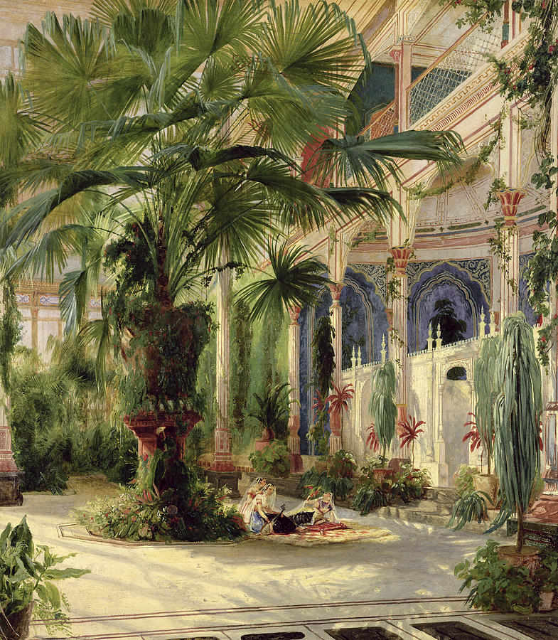 Interior of the Palm House at Potsdam Painting by Karl Blechen