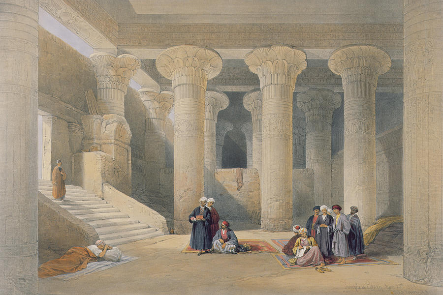 David Roberts Drawing - Interior Of The Temple At Esna, Upper Egypt, From Egypt And Nubia, Engraved By Louis Haghe by David Roberts