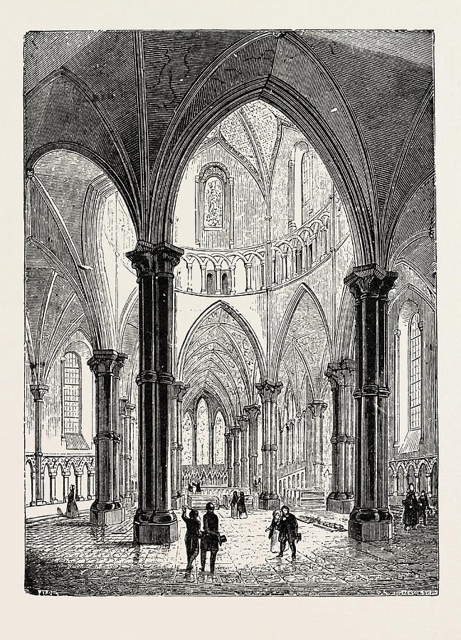 Interior Of The Temple Church In London Drawing By English School