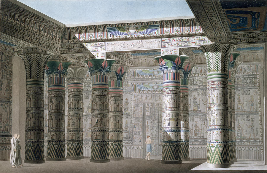Architecture Drawing - Grand Temple on the Island of Philae by Antoine Phelippeaux