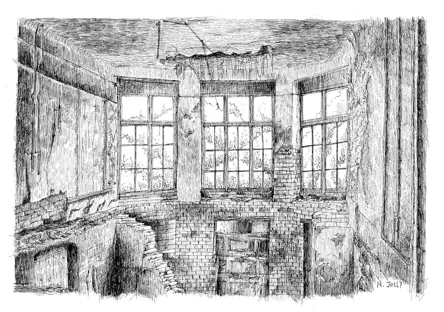 Interior ruin Drawing by Nicolas Jolly - Fine Art America