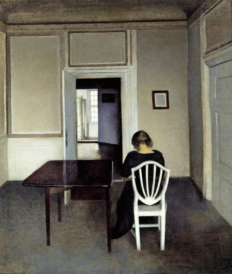 Interior with Ida in a White Chair Painting by Vilhelm Hammershoi