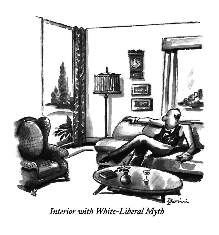 Interior With White-liberal Myth Drawing by Eldon Dedini
