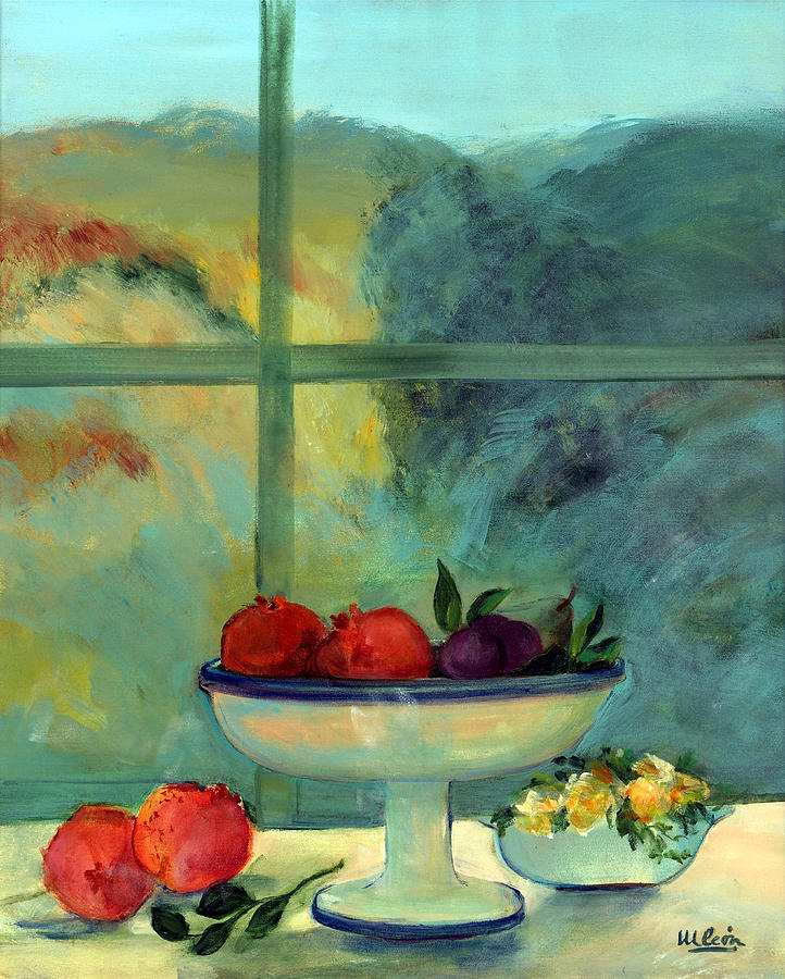 Flower Photograph - Interior With Window And Bowl Oil & Acrylic On Canvas by Marisa Leon