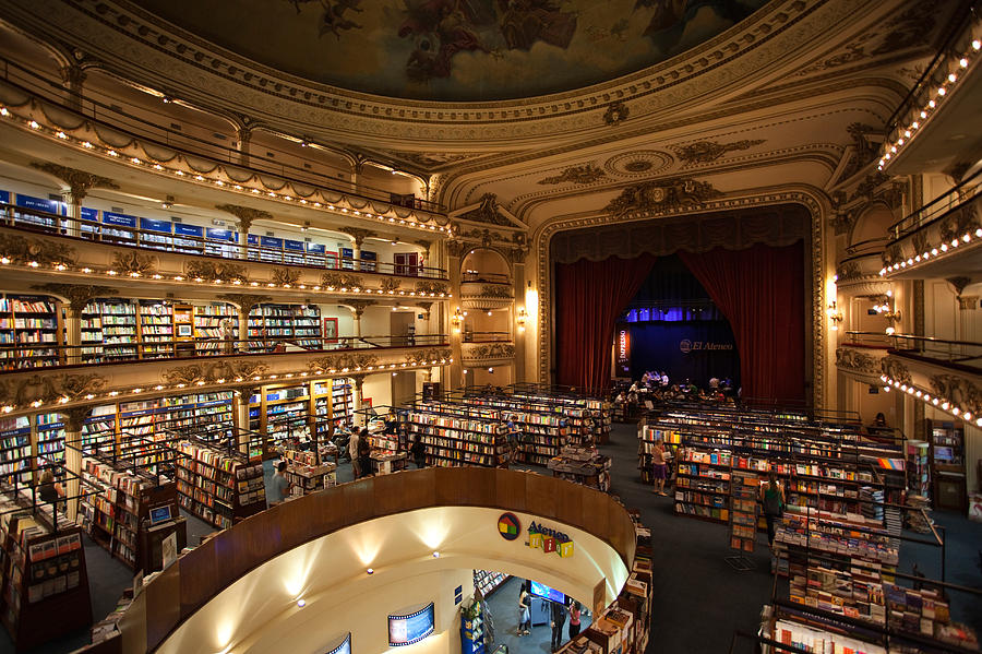 Curtain Photograph - Interiors Of A Bookstore, El Ateneo by Panoramic Images