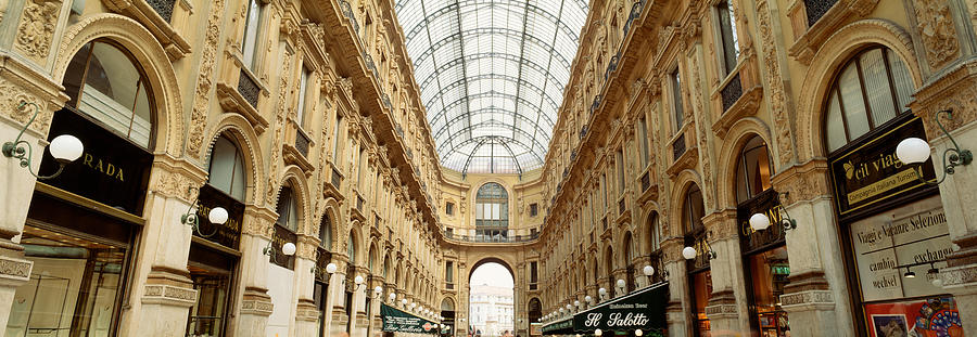 Panorama of Galleria Vittorio Emanuele II, Milan, Italy