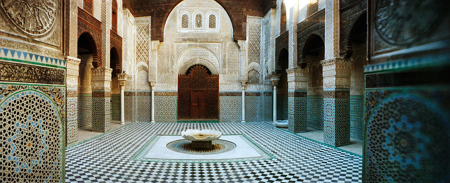 Interiors Of A Medersa, Medersa Bou Photograph by Panoramic Images ...