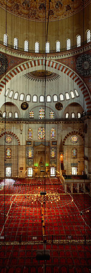 Turkey Photograph - Interiors Of A Mosque, Suleymanie by Panoramic Images
