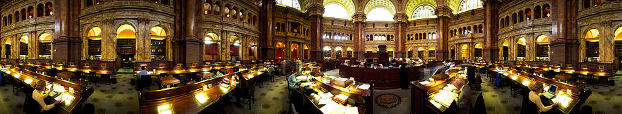 Washington D.c. Photograph - Interiors Of The Main Reading Room by Panoramic Images
