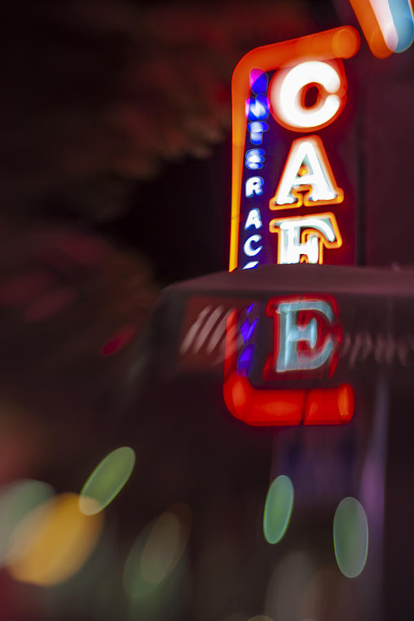 International Cafe Neon Sign at Night Santa Monica CA Photograph by Scott Campbell