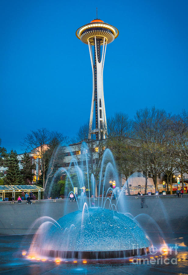 Seattle Photograph - International Fountain Lights by Inge Johnsson
