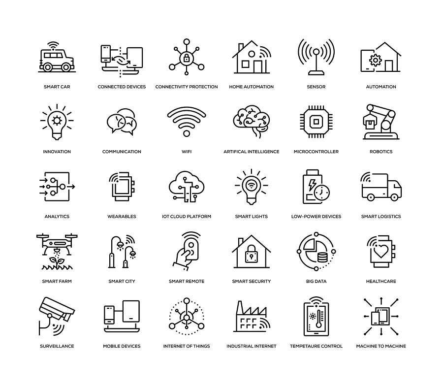 Internet of Things Icon Set Drawing by Enis Aksoy