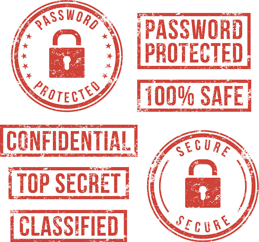 Internet security - rubber stamps Drawing by VladSt