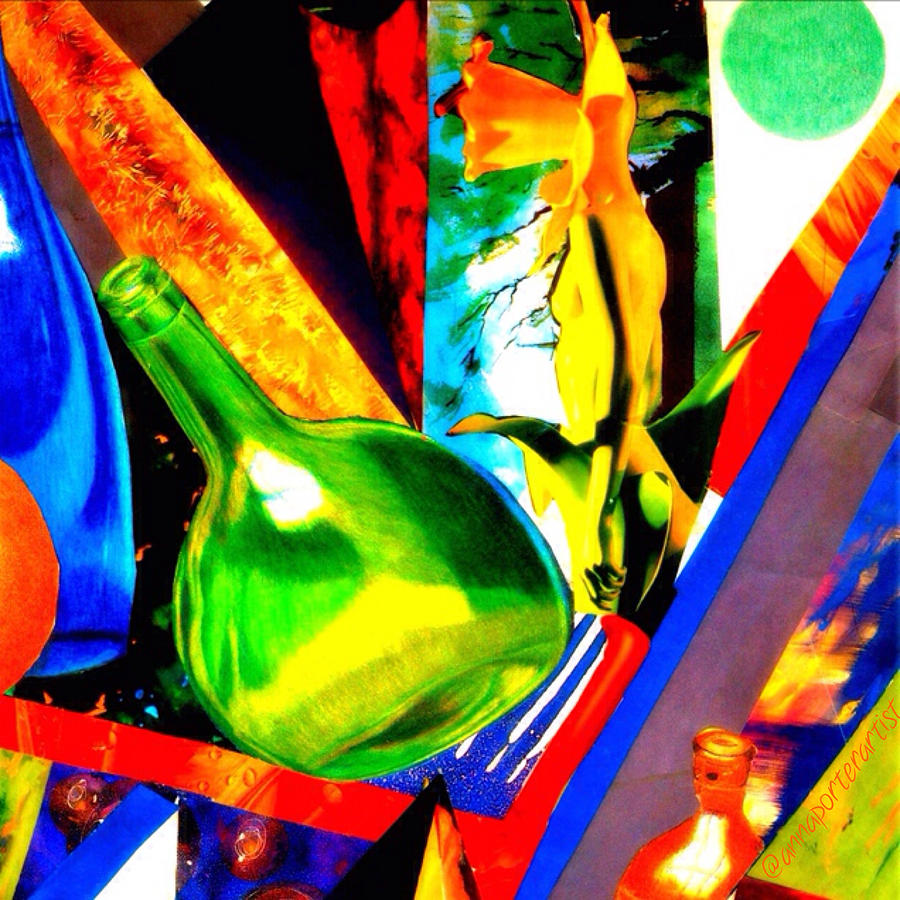 Bottle Photograph - Intersections abstract collage by Anna Porter