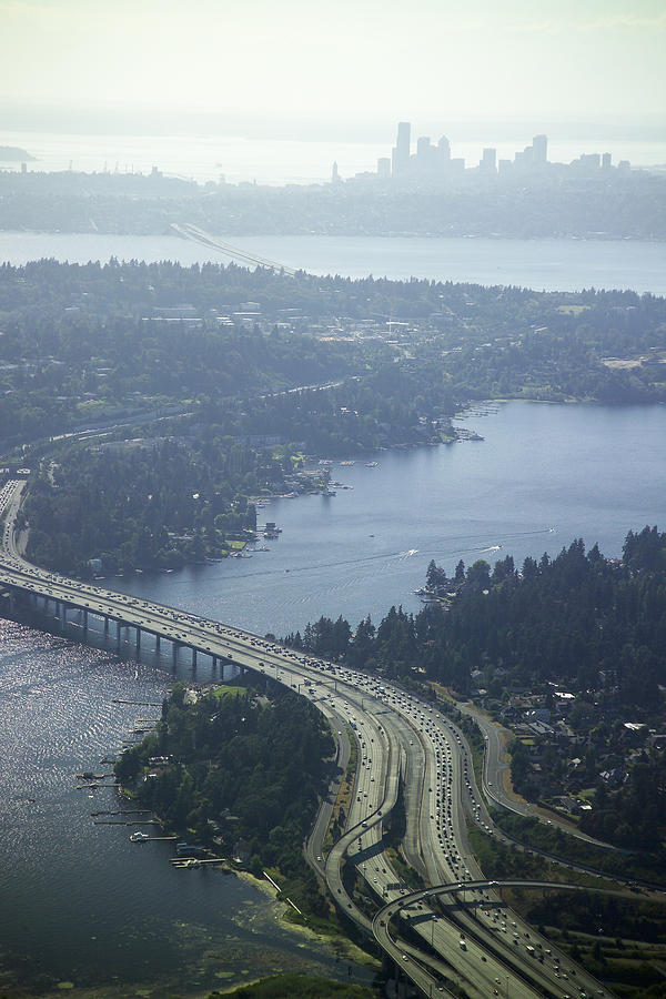 Seattle Photograph - Interstate 90 Bridge, Mercer Island by Andrew Buchanan/SLP