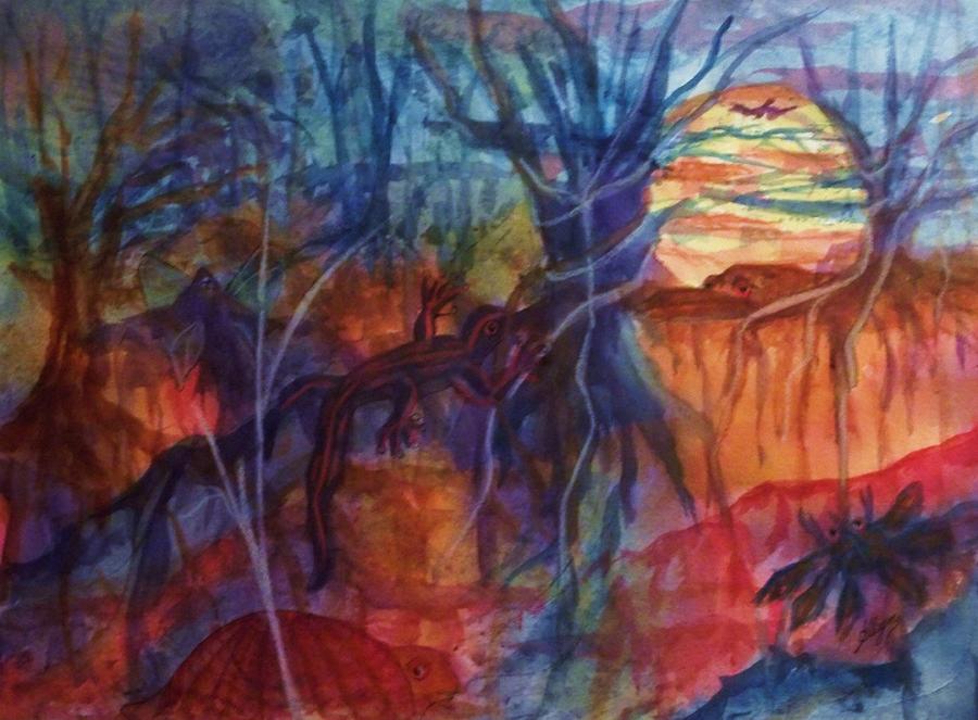 Tree Painting - Intertwined Creation by Ellen Levinson