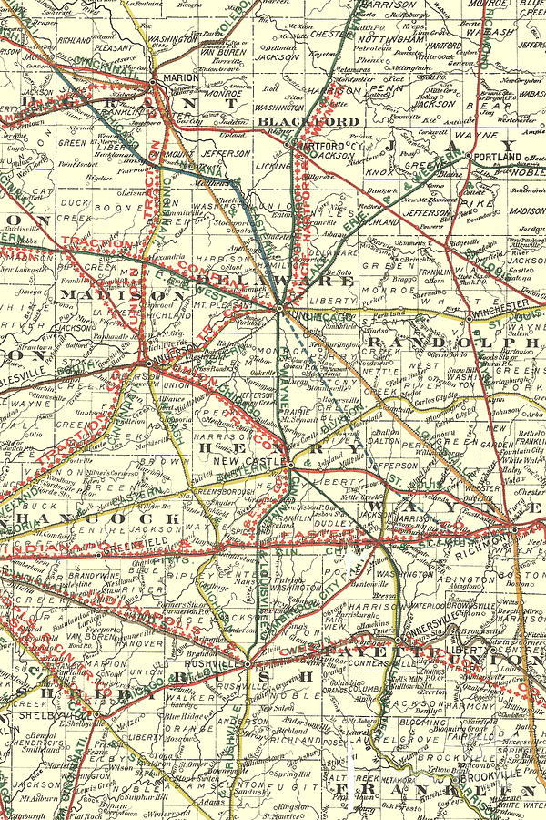 Indiana Interurban Railway Map Interurban And Railroad Map Muncie Indiana Mixed Media By Thomas Keesling |  Fine Art America