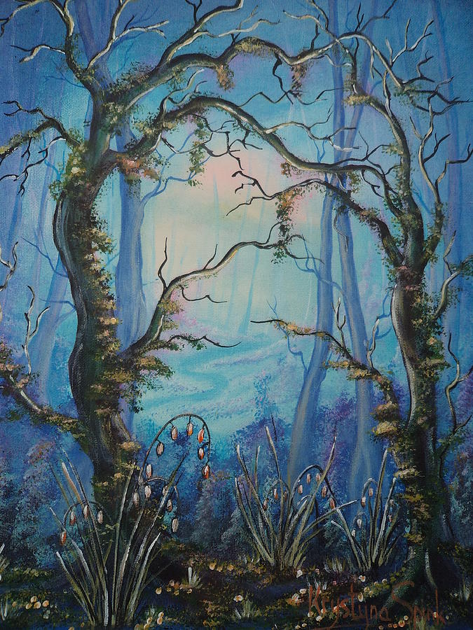 Tree Painting - Into The Blue by Krystyna Spink