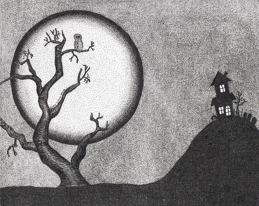 Halloween Drawing - Into The Night by Marie Wern