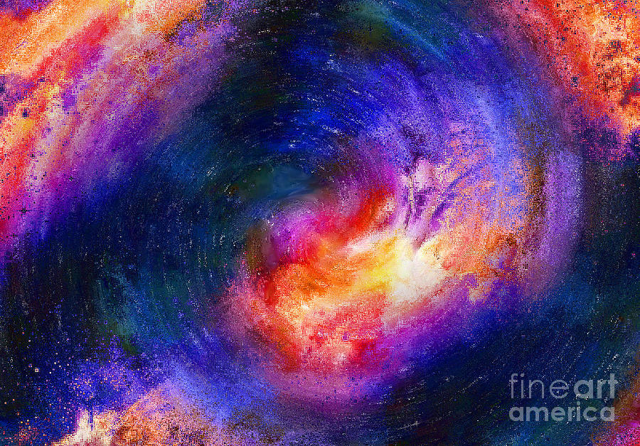 Galaxy Painting - Into the sun abstract by Lee Farley
