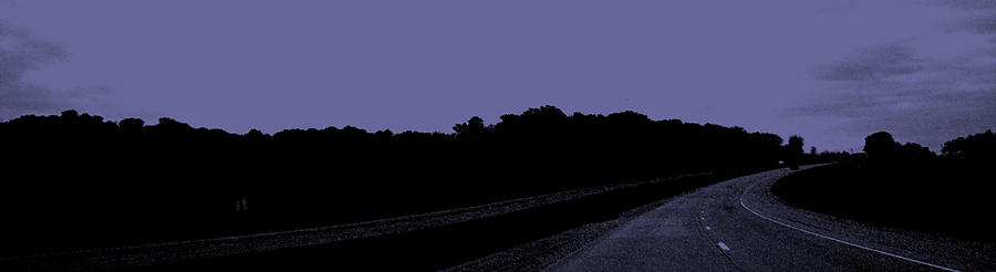 Landscape Photograph - Into the Unknown Panoramic Road Silhouette in Purple and Black by Minding My  Visions by Adri and Ray